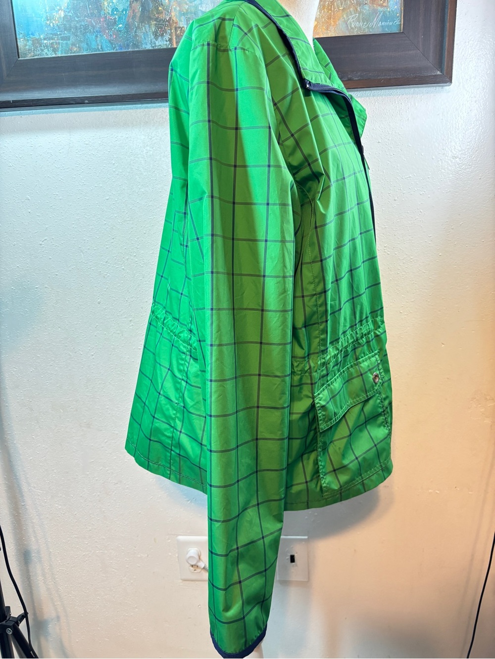 Ralph Lauren Green Plaid Active Jacket with Navy Trim - Picture 5 of 9